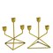 2 Gold 3 arm Geometric Metal Taper Candle Holders Triangle Base Party Events